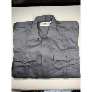 Flying Cross Valor Long‎ Sleeve Shirt Large Dark Gray Poly Cotton Uniform Top